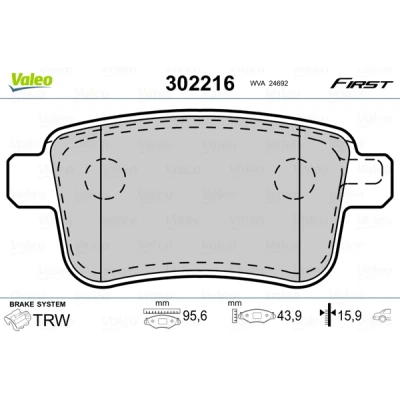 Imagen de VALEO 302216 Juego de pastillas freno Eje trasero excl. contacto avisador desgaste Chapa antichirridos RENAULT: Kangoo II Express