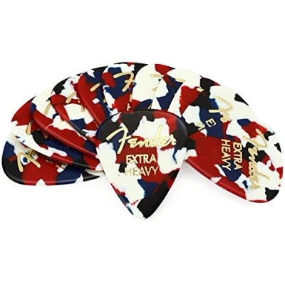 Imagen de Fender® 351 Shape Classic Picks Púas de confeti celuloide con forma Pack 12 Grosor: extra pesado Color: