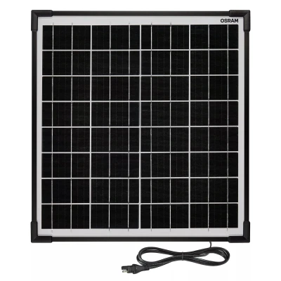 Imagen de OSRAM BATTERYcharge solar 20W, dispositivo de mantenimiento batería solar, carga 12V, panel impermeable, protección contra polaridad inversa