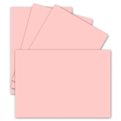 Imagen de 50 tarjetas individuales, DIN A6, 10,5 x 14,8 cm, 240 g/m², color rosa, papel para manualidades, postales en blanco