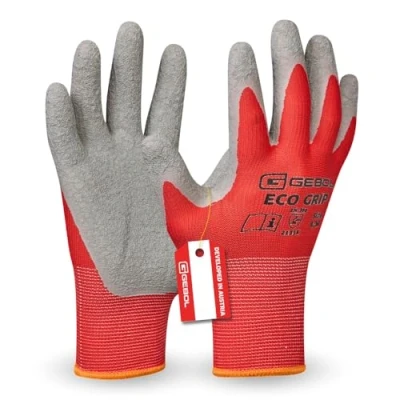 Imagen de Gebol Eco Grip Guantes de trabajo látex para hombre, talla XXL, color rojo, 1 par