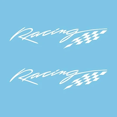 Imagen de Autodomy Pegatinas Racing Sport Tuning JDM OEM Pack 2 Unidades para Coche o Moto (Blanco)
