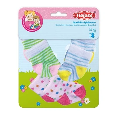 Imagen de Heless 879 Ropa para muñecas con diseño de Animales Divertidos, Lote 3 Calcetines Estampados Colores en diseños, y Peluches 35 a 45 cm