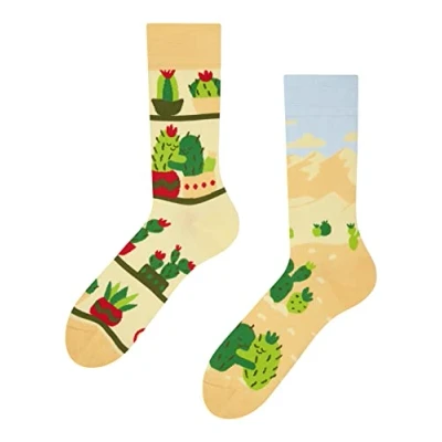 Imagen de Dedoles Calcetines Unisex Hombre Mujer y Niños Algodón muchos diseños divertidos diferente izquierda derecha, color: Beis, diseño: Cactus enamorado, tamaño: 35 38