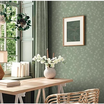 Imagen de A.S. Création 387473 Nara Papel pintado (10,05 x 0,53 m), diseño floral, color verde y