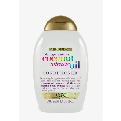 Imagen de OGX Coconut Miracle Oil Conditioner (385 ml), acondicionador hidratante con aceite de coco, esencia tiaré y extracto vainilla, sin sulfatos ni parabenos, para cabello seco dañado