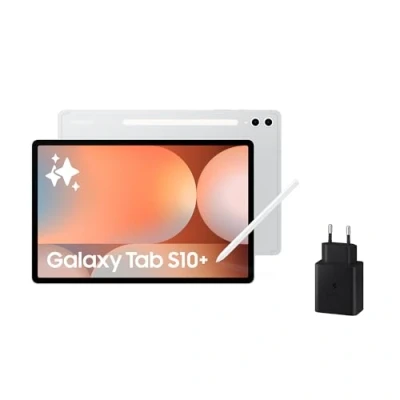 Imagen de Samsung Galaxy Tab S10+ 256GB + Cargador Tablet IA, Tableta Android Wifi, 12GB RAM, Pantalla AMOLED, Antirreflejos, S Pen Incluido, Plata (Versión Española)
