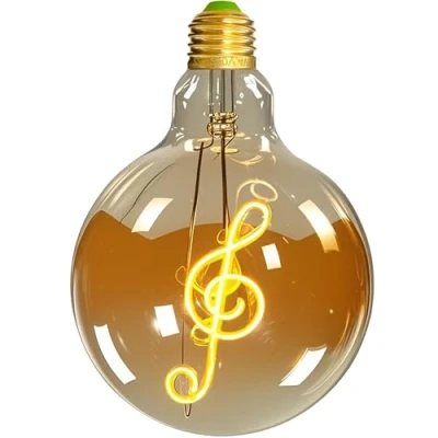Imagen de TIANFAN Bombillas LED vintage Big Globe G125 4W 220/240V Alfabetos Especialidad Bombilla Decorativa Super Amarillo Cálido (Música)