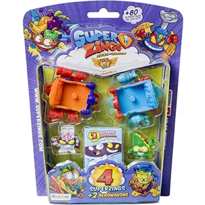 Imagen de SUPERTHINGS RIVALS OF KABOOM SuperZings Serie 5 Blíster Aerowagon (PSZ5B416IN00) con 4 Figuras (1 Plateada) y 2 Aerowagons