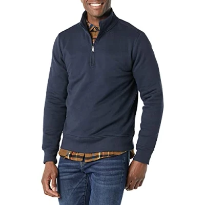 Imagen de Amazon Essentials Sudadera polar de manga larga y cremallera un cuarto Hombre, Azul Marino, XL