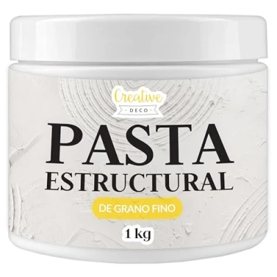 Imagen de Creative DECO Pasta Estructural de Grano Fino 1 kg Blanca para Proyectos Artísticos Pintura Acrílica Fácil Usar con Espátula Crear Efectos 3D, Estructuras, Texturas