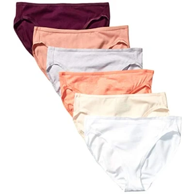 Imagen de Amazon Essentials Ropa Interior de algodón con Pernera Alta (Disponible en Tallas Grandes) Mujer, Pack 6, Neutral Shades, 48