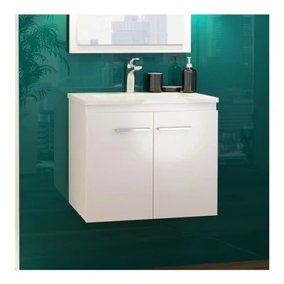 Imagen de paplinskimoebel Mueble baño con Lavabo Armario en Blanco para de Colgante Dos Puertas An:60cm x Al:58cm Pr:40 cm