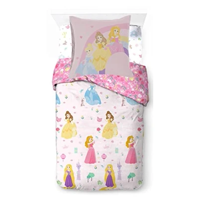 Imagen de Princesa Disney, juego de cama infantil 140x200 cm, 100% algodón, individual, incluye funda nórdica, sábana bajera y almohada 65x65 apta para camas 90x190 cm a 90x200