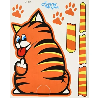 Imagen de Quattro Erre 1247 Pegatinas Funny Wipers gato marrón para luna trasera Auto