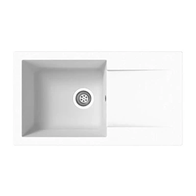 Imagen de Respekta Fregadero de cocina Denver mineralita en blanco / empotrable 1 cubeta 78 x 44 cm Lavabo adecuado para armarios inferiores 45 ancho