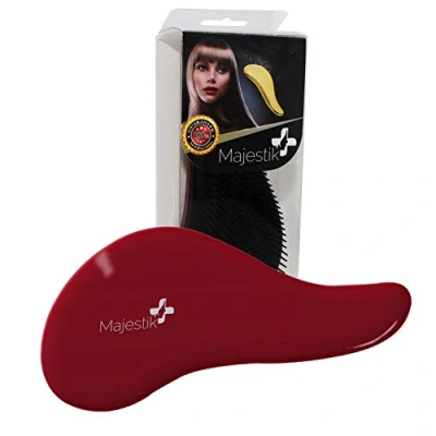 Imagen de Glide Thru Cepillo desenredante para el cabello, cerdas de diseño único, no más enredos, cabello húmedo y seco, largo, fino o grueso, adultos niños (granate)