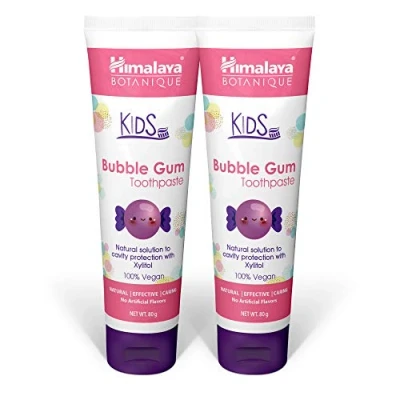 Imagen de Himalaya Botanique Kids Toothpaste, Bubble Gum Flavour to Reduce Plaque and Keep Brushing Longer, 80 g (2 PACK)