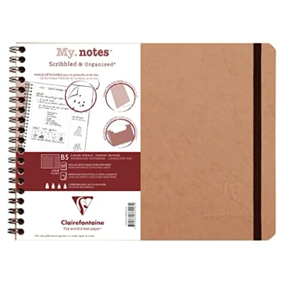 Imagen de Clairefontaine 78246C Age Bag My.Notes cahier reliure intégrale à marge détachable 25x19cm 120p détach. ligné tabac