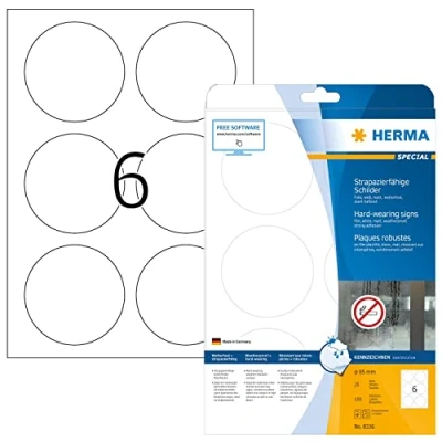 Imagen de Herma 8336 Pack de 150 Rótulos, diámetro 85 mm, color blanco