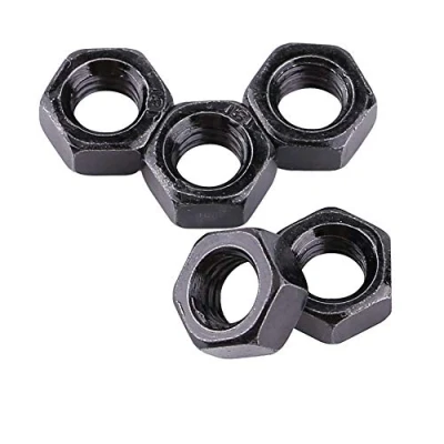 Imagen de Tuercas de zinc negro, 100 piezas M2 M5 hexagonales rosca métrica acero al carbono chapado en negro M2, M2.5, M3, M4, M5, gran reemplazo(M4)
