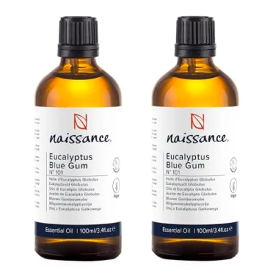 Imagen de Naissance Aceite Esencial de Eucalipto Globulus (No. 101) 200ml (2x100) Puro, Natural para Humidificador, Difusor, Masajes, Velas, Baño
