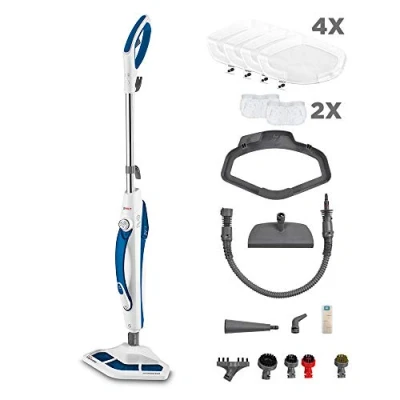 Imagen de Polti Vaporetto SV460 Doble,Escoba a Vapor 2 en 1 con Limpiador Portátil, 17 Accesorios Incluidos, Limpieza Completa de la Casa, Calentamiento 15 Segundos, Depósito Extraíble, Blanco y Azul