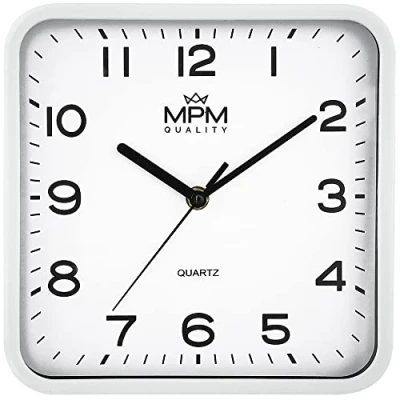 Imagen de MPM Quality Reloj de Pared plástico Cristal, Blanco, 220 x 40 mm
