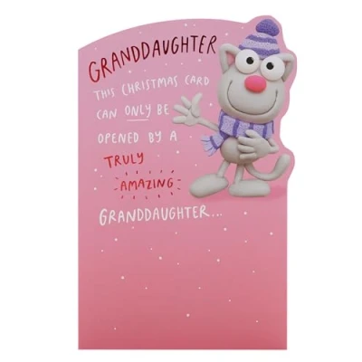 Imagen de UK Greetings Tarjeta de Navidad para nieta, diseño gato dibujos animados