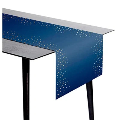 Imagen de Folat Tablerunner Elegant Verdadera azul 240x40cm, color azul, happy birthday (66023)