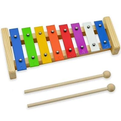 Imagen de a Star Xilófono Glockenspiel diatónico colorido de 8 notas con teclas multicolores dos batidores madera C6 C7