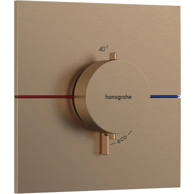 Imagen de hansgrohe ShowerSelect Comfort E, termostato empotrado , grifo con botón de seguridad (SafetyStop) a 40 C, rectangular para ducha y bañera, mezclador 3 funciones, bronce cepillado