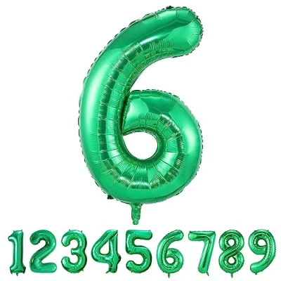 Imagen de Globos de Cumpleãnos 6 Verde,101 CM Globo Numeros Gigantes Grandes Decoracion,Globo Numero 6,Globos Niño Niña Adultos,Vuelan con Helio