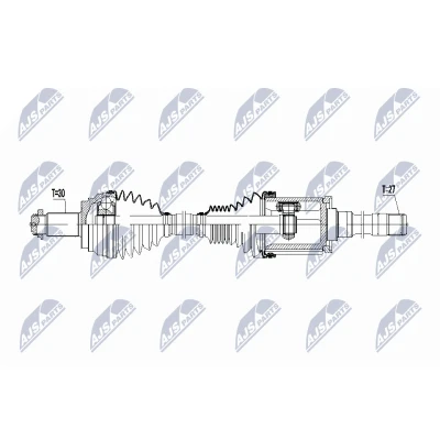 Imagen de NTY NPW BM 040 Árbol de Transmisión Eje delantero, derecha 975 automática, Caja 8 marchas BMW: X5, X6 norauto, oscaro, mister