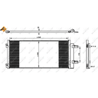 Imagen de NRF EASY FIT 350338 Condensador con juntas secador 11,8 8,7 Aluminio 645 OPEL: Astra K Hatchback, Sports Tourer