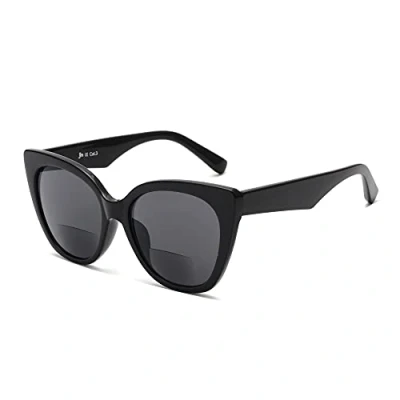 Imagen de JM Clásicas Gafas de Lectura bifocales Gran Tamaño Cateye Sol con Estilo Lectores para Mujer Negro +1,0