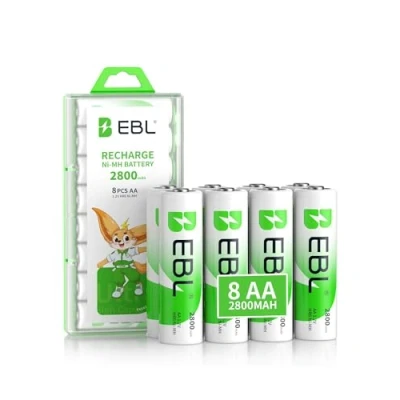 Imagen de EBL 2800mAh AA de Alta Capacidad Ni MH ProCyco con 1200 Tech Pilas Recargables 1,2V para los Equipos Domésticos Estuches Almacenamiento (8 Piezas)
