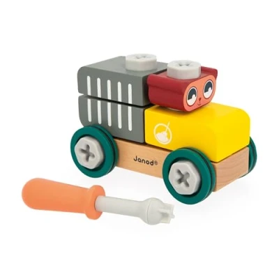 Imagen de Janod Coche de Bricolaje Oso Brico&#039;Kids Construcción Infantil 24 Accesorios + 1 Herramienta Juego Imitación Ejercita Destreza y Creatividad A Partir Meses, J06458, Multicolor (JURATOYS