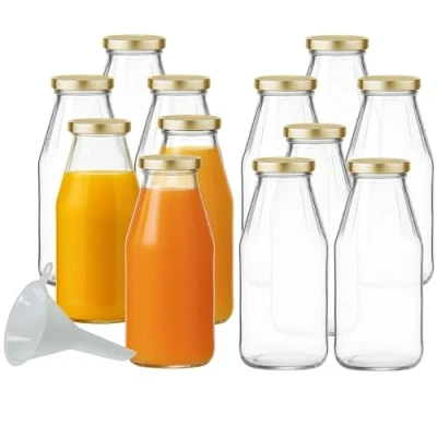 Imagen de mikken 12 botellas de cristal 500 ml, con tapón rosca, doradas, incluye embudo