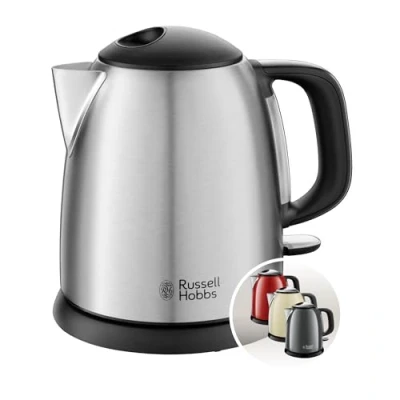 Imagen de Russell Hobbs Hervidor de Agua Eléctrico Adventure 1 litro, Pequeño, 2400 W, Filtro Extraíble, Zona Ebullición Rápida, Base 360, Indicador del Nivel Agua, Inox., Plata 24991 70