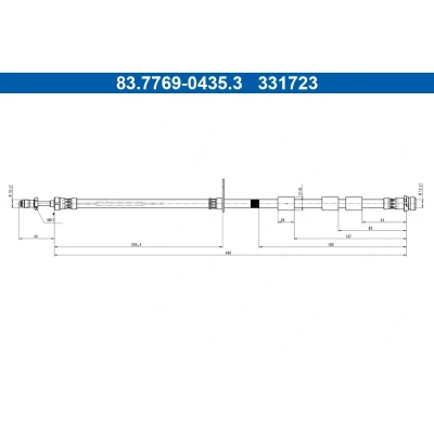 Imagen de ATE 83.7769 0435.3 Latiguillos de Freno 430mm M10x1mm FORD: Ecosport Mk2 1.5 TDCi, 1.6 Ti VCT, TDCi EcoBlue 4x4,