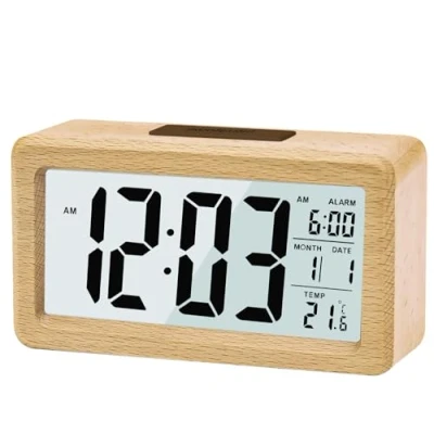 Imagen de LEAZZLE Reloj Despertador Digital,Despertador con Pantalla LED de Temperatura,Pantalla Grande, Pilas Brillo Regulable,Función Snooze,para Dormitorio,mesita Noche,hogar,Oficina