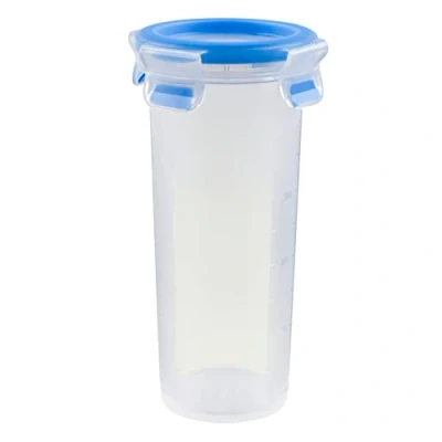 Imagen de Emsa Clip &amp; Close Conservador Hermético de Plástico Circular, higiénico, no retiene olores ni sabores 100% Libre BPA, Transparente y Azul, 0.5 L (9.2 x 9.2 17.7 cm)