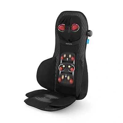 Imagen de Medisana MCG 820 gel Funda de asiento masaje Shiatsu, cojín con función calor, 4 cabezales giratorios, cuello integrado, 3 niveles intensidad