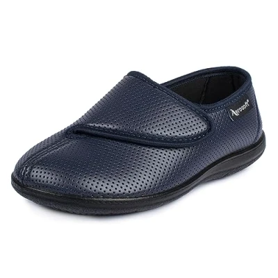 Imagen de Aerosoft Zapatillas para mujer, elásticas, 15 anchuras, plantilla intercambiable G H, antideslizante, azul, 38 EU