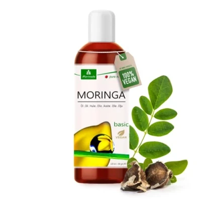 Imagen de MoriVeda® aceite de Moringa Básico 100ml, prensado las semillas y vainas la oleifera, para piel, el cabello, heridas, behen antienvejecimiento (1x100ml)