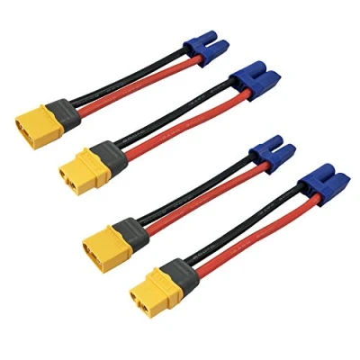 Imagen de Yiqigou 2 Pairs Amass XT60 Macho Hembra Enchufe Conector a EC5 Adaptador Cable de Silicona 12WAG