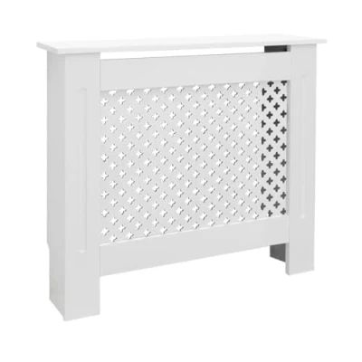 Imagen de ECD Germany Cubierta del Radiador 78x19x82 cm MDF Blanco Lacado Revestimiento Protector Moderno de Calefacción Superficie Estantería Útil Madera para Sala Estar Dormitorio