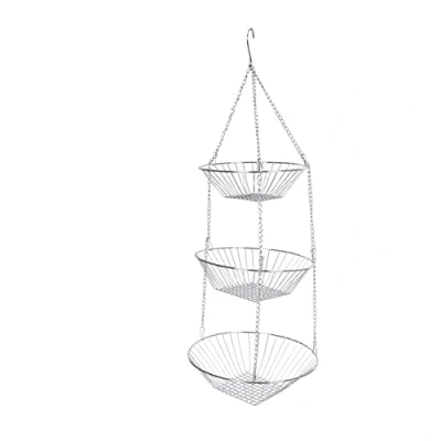 Imagen de KitchenCraft Soporte de 3 Niveles Cestas para Frutas y Verduras Metálico, 18 x 25,5 25 cm