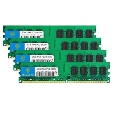 Imagen de Rasalas DDR2 800 PC2 6400 8GB Kit (4x2GB) Udimm 2GB RAM 2RX8 1.8V CL6 Non ECC Unbuffered Desktop Memory Modules